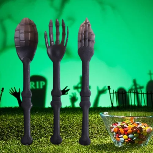 Miniatura 8 de NUOBESTY Juego de vajilla de Halloween, 3 piezas de calavera, tenedores, cucharas, cubiertos decorativos para fiesta, cocina, comedor, bar
