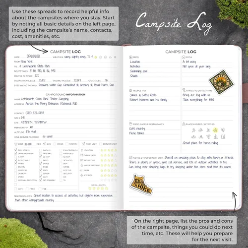 Miniatura 3 de Clever Fox Diario de Campamento – Libro de Registro de Campista y Planificador de Viajes en RV – Diario de Campamento al Aire Libre y Cuaderno