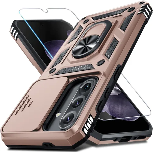 Miniatura 17 de Janmitta Funda compatible con Samsung Galaxy A26 5G, funda integrada para lente de cámara deslizante + protector de pantalla + soporte de anillo