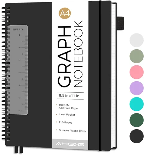 Miniatura 10 de AHGXG Diario de puntos, cuaderno en espiral de cuadrícula de puntos de 8.5 x 11 pulgadas, cuaderno de puntos grande A4, papel grueso de 3.53 oz/m²