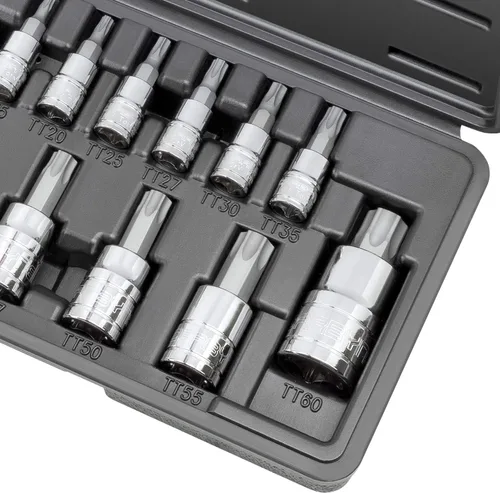 Miniatura 6 de CARBYNE Juego de dados Torx a prueba de manipulaciones de 14 piezas, Torx de seguridad TT8 a TT60, brocas de acero S2, enchufes CrV, 1/4 pulgadas.