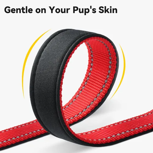 Miniatura 5 de Joytale Collares para perros personalizados, collar de nailon reflectante con placa de nombre grabada, personalizado para perros pequeños, rojo, S