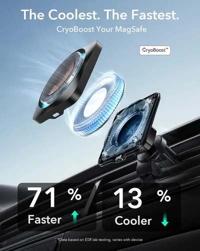 Miniatura 2 de ESR para Cargador de Coche MagSafe de 15W con CryoBoost, Cargador de Coche MagSafe con Enfriamiento de Teléfono, Carga Inalámbrica para Ranura