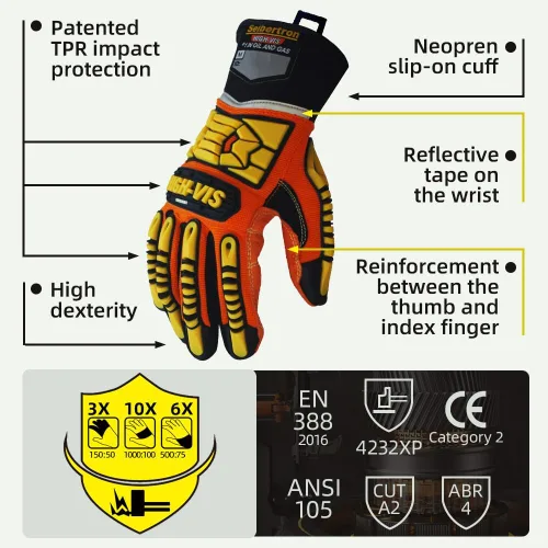 Miniatura 3 de Seibertron Guantes de aceite y gas de rescate de seguridad resistentes a los cortes, resistentes a los cortes, mecánicos antiimpactos, serie