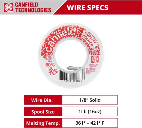 Miniatura 3 de Canfield Soldadura 50/50 para vidrieras Carrete de 1 Lb