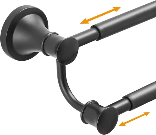 Miniatura 10 de Hoimpro - Barra de toalla ajustable retráctil de 15-27 pulgadas de acero inoxidable para baño, accesorios de baño, barra doble de toalla para baño
