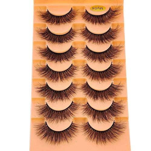 Miniatura 11 de 7 pares de pestañas de ojo de gato 3D pestañas postizas naturales 5D esponjosas suaves cruzadas pestañas manga pestañas Wispy Natural pestañas