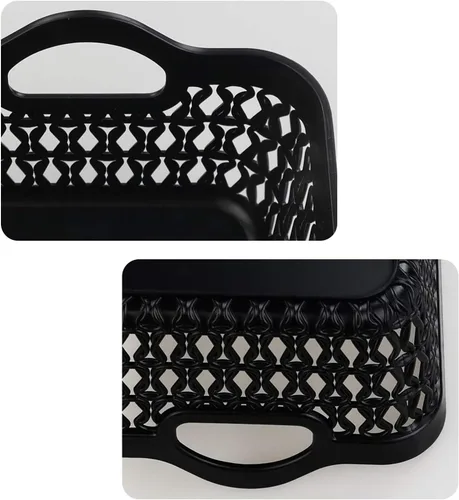 Miniatura 3 de Bandeja pequeña de plástico para almacenamiento de escritorio, color negro, 12 paquetes