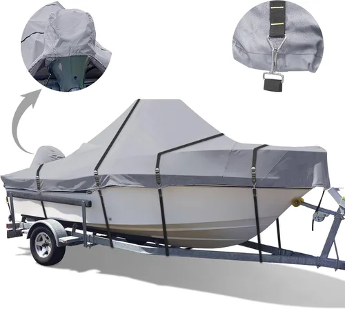 Miniatura 8 de 900D - Funda para botes con consola central, con correas de hebillas metálicas completas a prueba de viento, resistente para botes con consola