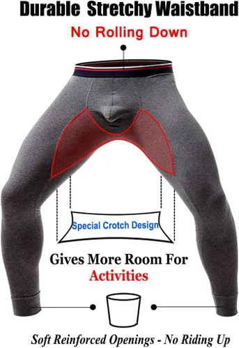 Miniatura 5 de Pantalones térmicos para hombre, pantalones térmicos largos con bolsa separada