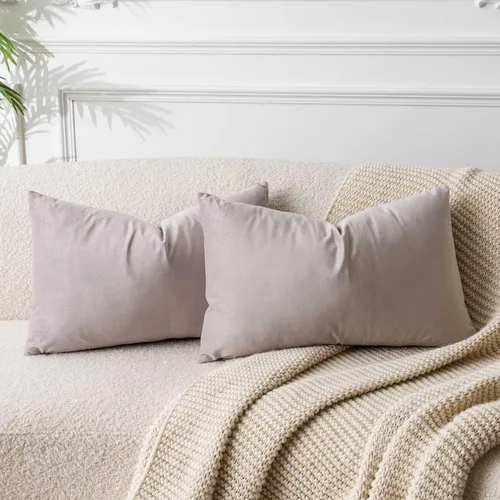 Miniatura 64 de Juspurbet - Juego de 2 fundas decorativas de terciopelo para cojines, fundas suaves para sofá, cama o sillón con cremallera oculta, para sala