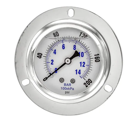 Miniatura 2 de PIC Gauges PRO-204L-254G Medidor de presión industrial relleno de glicerina con brida frontal con carcasa SS, internos de latón, lente de plástico
