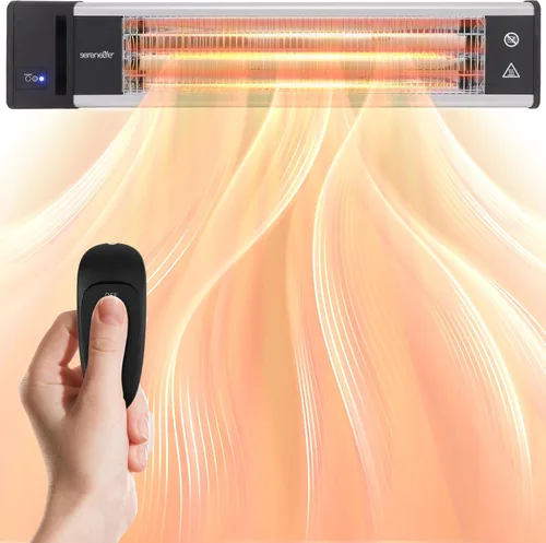 Miniatura 8 de SereneLife - SLOHT26 Calentador eléctrico con infrarrojos para exterior, de 1500 W para calentar rápido la pared o techo, sin olor, calentador