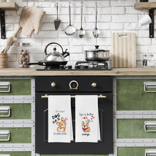 Miniatura 3 de Gqtt Corgi Gifts - Juego de 4 toallas de cocina (1624 pulgadas), regalos para amantes de Corgi