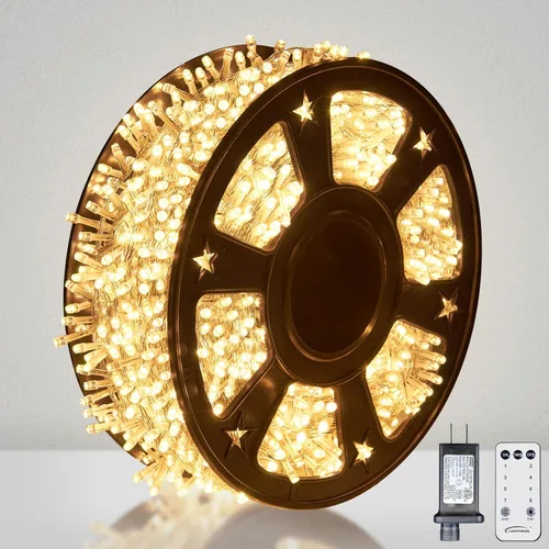 Miniatura 11 de LIGHTSHARE Guirnalda de luces de estrella de 750 LED de 245 pies, color blanco cálido, 8 modos de 30 V enchufables con control remoto para el hogar