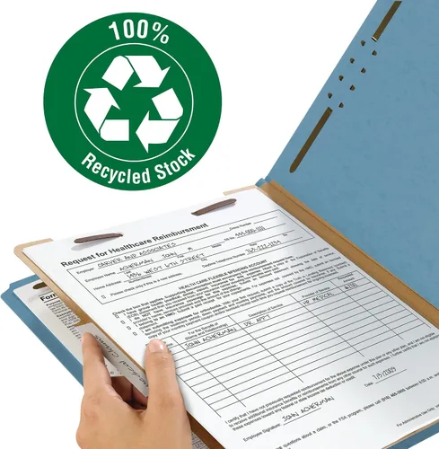 Miniatura 2 de Smead Carpeta de archivos de clasificación de cartón prensado 100% reciclado, 1 divisor, expansión de 2 pulgadas, tamaño legal, azul, 10 por caja