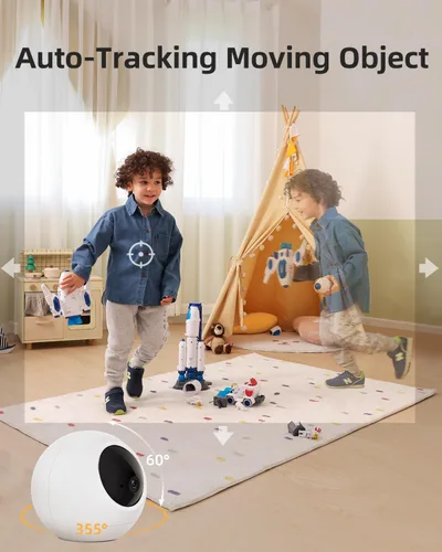 Miniatura 3 de Noorio Cámara de seguridad para interiores, 2K y 4K Pan-Tilt 360° View WiFi Cámaras para monitor de bebé, cámara de detección de movimiento