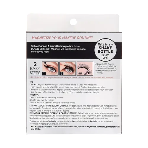 Miniatura 9 de KISS Pestañas postizas magnéticas y delineador de ojos, 'Lure', 12mm, fáciles de aplicar, reutilizables, sin pegamento, tecnología Flexiband, punta