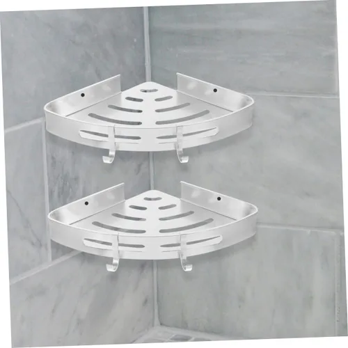 Miniatura 8 de STOBAZA 1 juego de estante de almacenamiento de baño, cesta de decoración de casillero, estante organizador de ropa de esquina, estantes de ducha