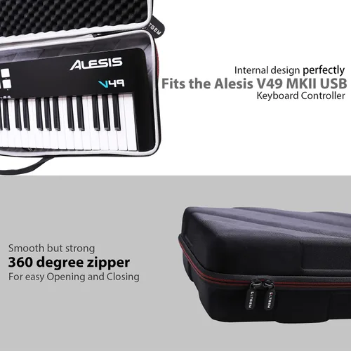 Miniatura 3 de LTGEM - Funda para controlador de teclado MIDI USB Alesis V49 MKII, almacenamiento duro, bolsa protectora de viaje