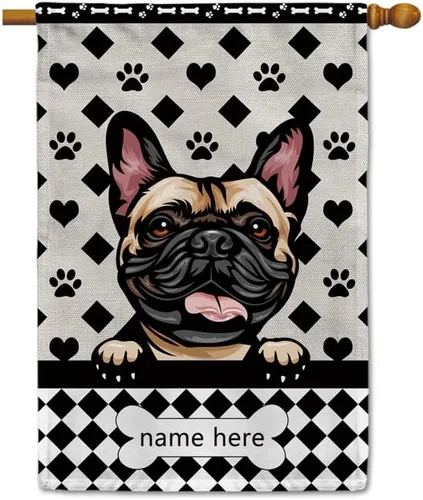 Miniatura 41 de Bandera personalizada de jardín para perro, lindo perro salchicha salchicha, lunares, búfalo, bandera a cuadros para decoración del hogar al aire