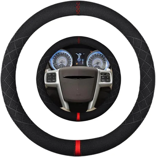 Miniatura 31 de Funda de volante de ante K LAKEY, compatible con Dodge Avenger Grand Caravan Challenger Charger, cubierta de volante deportiva antideslizante