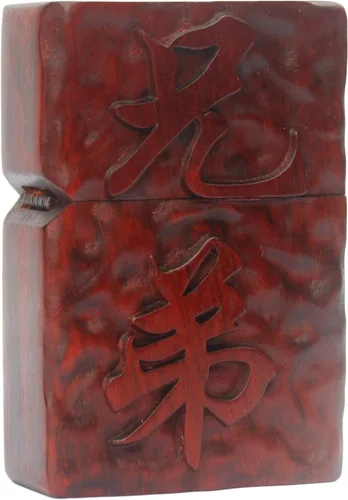 Miniatura 24 de Carcasa exterior de palisandro Huanghuali natural tallado para módulo Zippo (1000 brazos Avalokiteshvara de la diosa 3#)