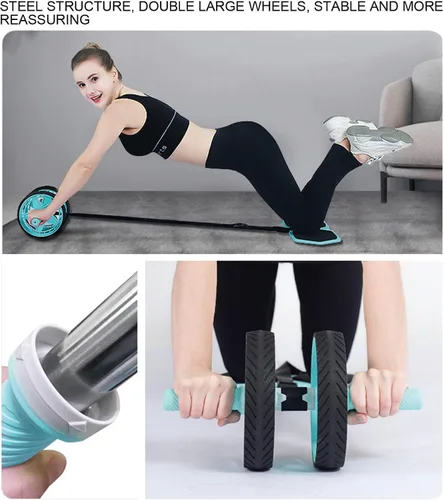 Miniatura 8 de Double-Wheel Ab Roller for Core Training – Rebound Design with Adjustable Elastic Band, Silent Non-Slip Wheels, Detachable Build, Knee Pad & Bands
