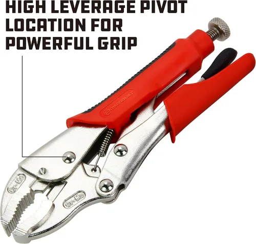 Miniatura 4 de Powerbuilt 646539 - Alicates curvados de bloqueo de mandíbula de 7 pulgadas, asas de agarre suave TPR de doble inyección, hechas de cromo de alta