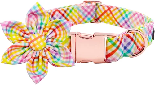 Miniatura 7 de Lionet Paws Collar de primavera para perro con lazo marinero, suave, cómodo, ajustable, lindo collar de margaritas para perros grandes, cuello de 16