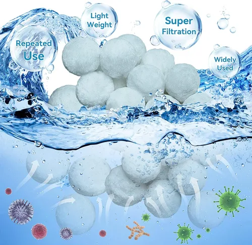 Miniatura 2 de Bola de filtro de piscina de 3.08 libras para bomba de filtro de arena para piscina sobre el suelo, bolas de filtro ecológicas reutilizables que Azul