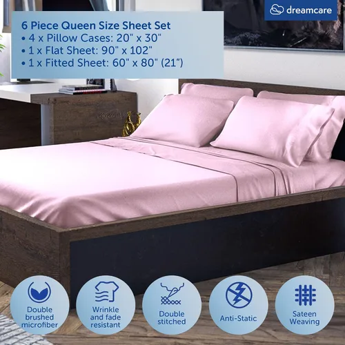 Miniatura 279 de DREAMCARE Juego de sábanas Queen – 6 piezas Sábanas de enfriamiento – hasta 15” Sábanas profundas tamaño Queen – Colección 2500 Supreme – Extra 03