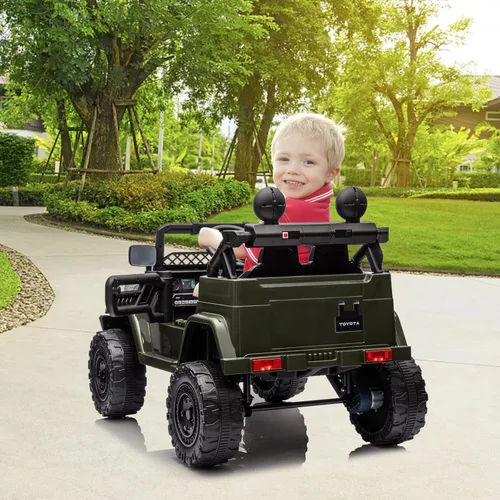 Miniatura 7 de Auto de paseo de 12 V para niños, camión Toyota con licencia, automóvil eléctrico para niños con control remoto, música, luces LED, sistema de Verde