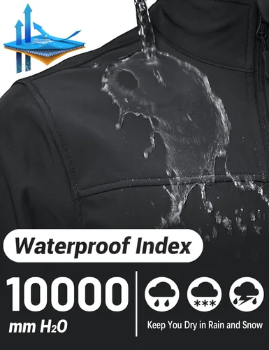 Miniatura 2 de TACVASEN Chaqueta ligera Softshell para hombre, con forro polar, impermeable, táctica, con cremallera, abrigo de invierno cortavientos casual