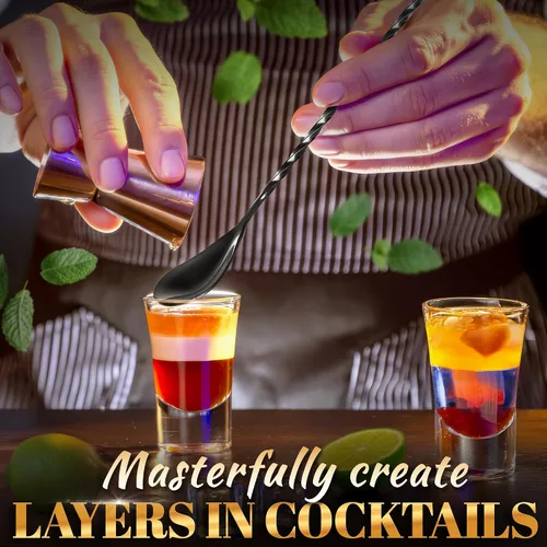 Miniatura 7 de Juego de 4 cucharas de bar para cóctel, cucharas mezcladoras – 30 cm de acero inoxidable con mango en espiral retorcido, buenas para cócteles, té