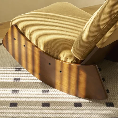 Miniatura 9 de HAZO Mecedora para cuarto de bebé, tapizada de tela de pana, con respaldo alto, mecedora, cómoda silla auxiliar individual para sala de estar, Canela