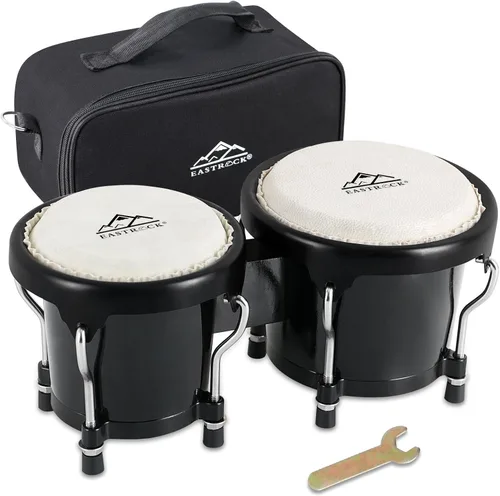 EASTROCK Bongo - Juego de bongos de 4 y 5 pulgadas para adultos, principiantes, profesionales, instrumentos de percusión de madera ajustable con