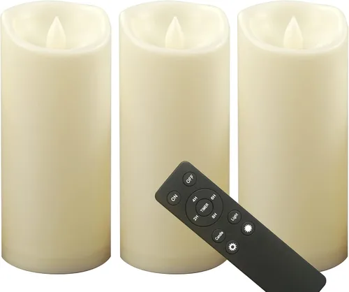 Miniatura 22 de CANDLE CHOICE Velas LED sin flama, impermeables, de pilas, para exteriores, con control remoto y temporizador, luz blanca parpadeante de resina