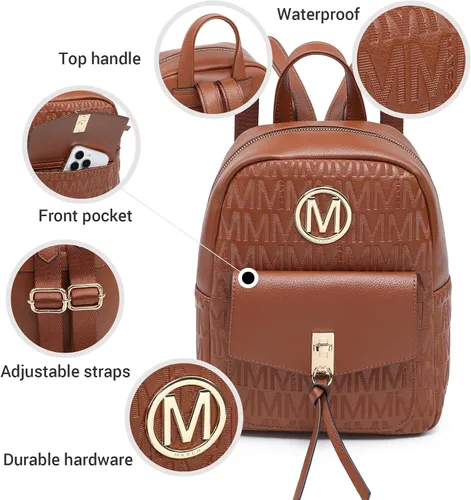 Miniatura 3 de MKP - Mochila pequeña para mujer, bolso de hombro con borla y dije, Café (Light Coffee), Mochilas Daypack