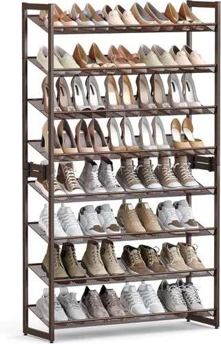 Miniatura 13 de SONGMICS ULMR03A organizador de zapatos con 3 estantes de metal apilables en dos posiciones (plano e inclinado) para armario, habitación o entrada