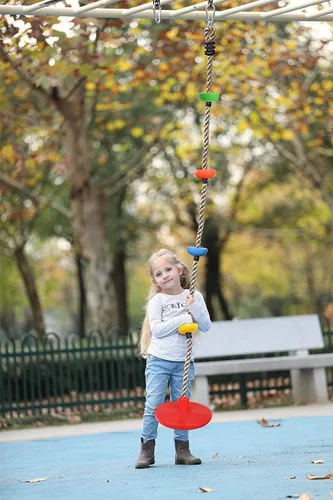Miniatura 6 de Cuerda de escalada de árbol y asiento de columpio de disco para niños, accesorios para patio trasero al aire libre
