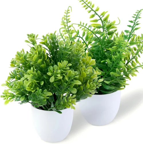 Miniatura 8 de GREENTIME Paquete de 4 plantas falsas en maceta negra, pequeñas plantas artificiales de eucalipto en maceta, hierba de trigo, mini vegetación