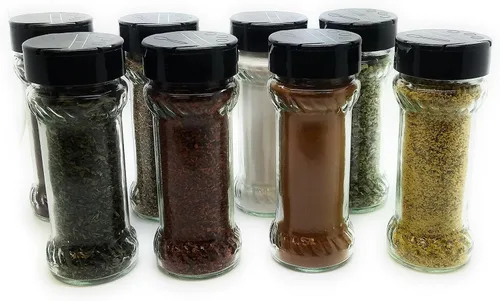 Miniatura 3 de Nakpunar 12 frascos de vidrio para especias de 6 onzas líquidas con tapas negras, fabricados en Israel