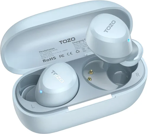 TOZO Auriculares inalámbricos A1 Bluetooth 5.3 de peso ligero en el oído IPX5 Auriculares impermeables 2 micrófonos para llamadas AI, auriculares
