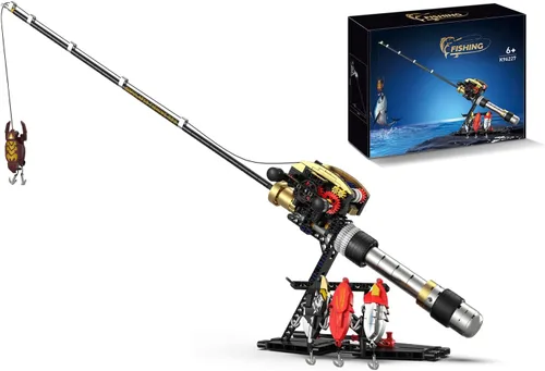 Juguete de bloques de construcción de caña de pescar, compatible con caña de pescar LEGO, juego de construcción de caña de pescar mecánica STEM con