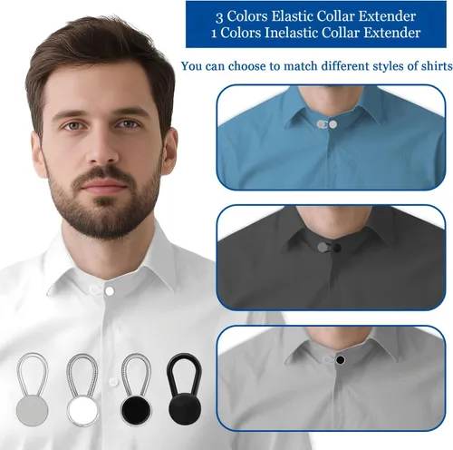 Miniatura 5 de 16 extensores de cuello para camisas de hombre, extensor de cuello cómodo, extensor de botón ajustable para camisas de vestir, botón de cuello
