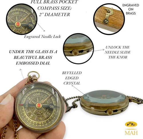 Miniatura 3 de Bible Verse Brass Compass – “Be Strong and Courageous” (Joshua 1:9) Christian Gift for Graduation, Baptism, Confirmation – Religious Keepsake for