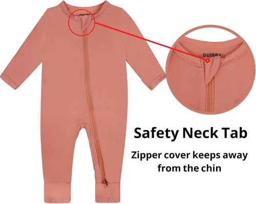 Miniatura 2 de GUISBY Pijama de bambú sin pies para bebé con mitones, manga larga con cremallera, se adapta cómodamente a los que duermen, paquete de 4