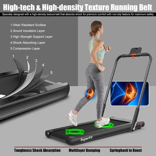 Miniatura 4 de Goplus 2 in 1 Folding Treadmill, 2.25HP Under Desk Electric Superfit Treadmill, Installation-Free with APP Control, Remote Control, Bluetooth