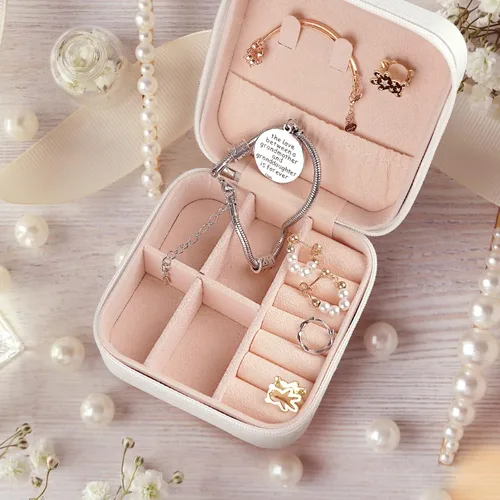 Miniatura 2 de Joyero personalizado para mujer, joyero de viaje personalizado con nombre, organizador de joyas de viaje para anillos, aretes, collares, regalos